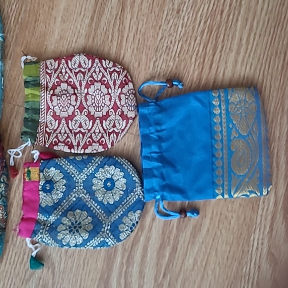 Colorful Brocade Drawstring Pouches - Picture 3 of 3
